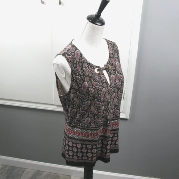 Tommy Hilfiger Pink/Black Paisley Sleeveless Top Size Large - Picture 4 of 4